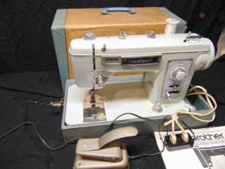 Vintage Brother Light Blue Project 181 Sewing Machine W/ Case & Pedal
