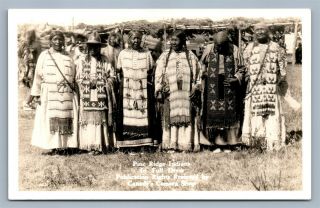 American Pine Ridge Indians In Full Dress Vintage Real Photo Postcard Rppc