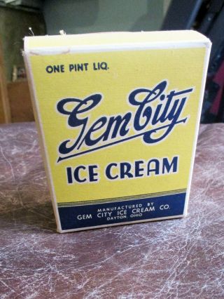 Gem City Ice Cream Co Dayton Ohio Pint Carton