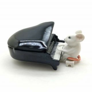 White Rat Mouse Mice Figurine Ceramic Animal Playing Piano Musical - Fg008 - 4