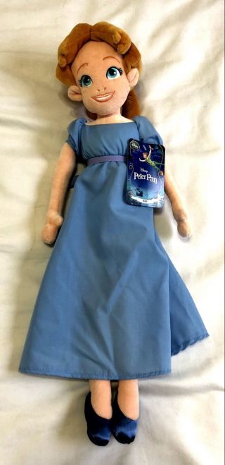 Disney Store John Wendy Darling Peter Pan Stuffed Plush Doll Set RARE 2