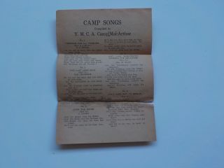 Wwi Flyer Camp Songs Compiled By Y.  M.  C.  A.  Camp Macarthur World War One Vtg Ww1