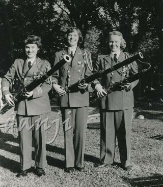 3 Band Girls In Uniforms Holding Bassoons Old Musical Instrument Music Photo