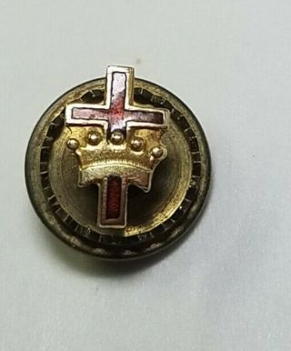 Knights Templar Cross & Crown Lapel Pin - 10k Gold Pin Masonic Tie Tack