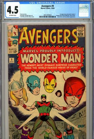 Avengers 9 Cgc Graded 4.  5 - First Appearance And Partial Origin Of Wonder Man