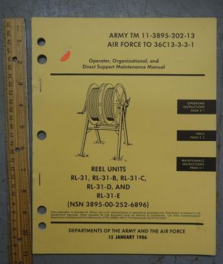 Army Tm 11 - 3895 - 202 - 13 Reel Units Rl - 31,  Rl - 31 - B Thru Rl - 31 - E Bk451