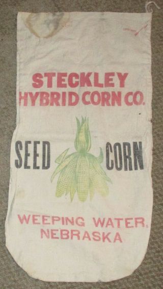 Weeping Water,  Ne,  Steckley Hybrid Seed Corn Bag,  Cloth Bag,  Seed Bag,  Cass County
