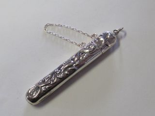 Unusual Sterling Silver Needle Case With Griffin Or Dragon - (last Ones)