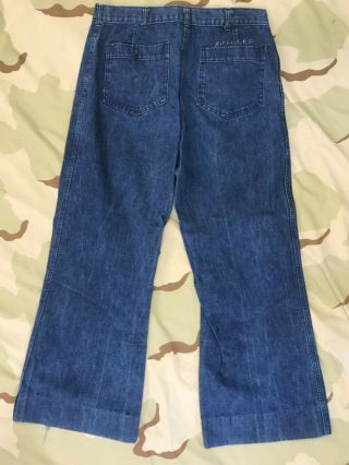 US NAVY PANTS DENIM TYPE II TROUSERS UTILITY DUNGAREE JEANS SZ 33 BELL BOTTOM 2