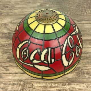 Vintage Coca - Cola Stained Glass Tiffany Style Plastic Lamp Shade 10 Inches Wide 3