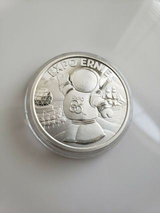 Expo Ernie 86 Vancouver Silver Medallion.  999 Fine Capsulated Uncirculated 