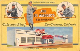 San Francisco,  Ca,  Joe Di Maggio & His Brothers,  Restaurant Linen Adv Pc 1940 