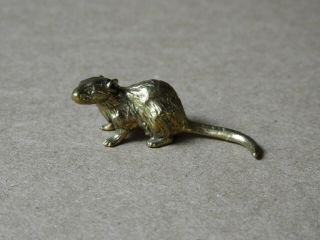 Vintage Small Gold - Tone Metal Rat Mouse Figurine