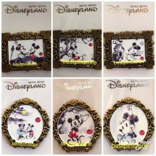 Hong Kong Disney Hkdl Pin 2019 Frame Painting Classic Mickey Minnie 6 Pins Set