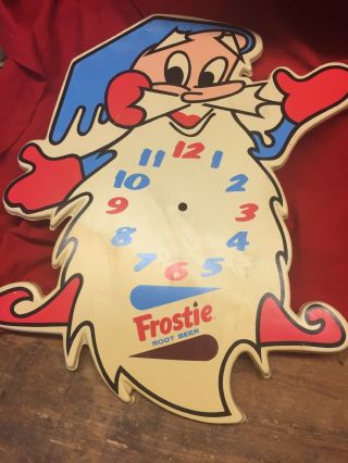 Vintage Frostie Root Beer Wall Clock Soda Pop Sign Advertising Not