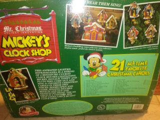 Mr Christmas Mickeys Clock Shop Disney 1993 COMPLETE Animated Light Music 2