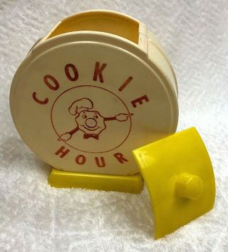 50’s Vintage Cookie Hour With Chef Plastic Yellow Cookie Jar