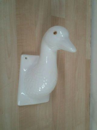 Porcelain duck head wall mount White farm animal 3
