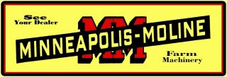 Minneapolis Moline Dealer Style Metal Sign: 6 " X 18 " Long - Ships