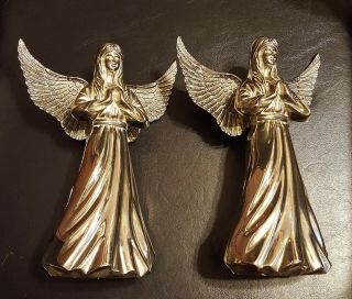 Silver Plated Angel Candle Holders A Pair International Silver Company 8 X 5 3/4