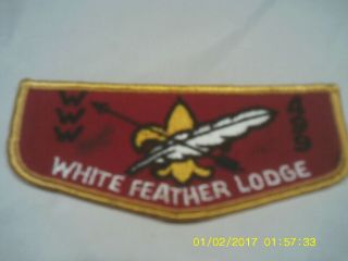 Oa Lodge 499 White Feather Flap F - 2 Very Rare Gauze Back Stiff