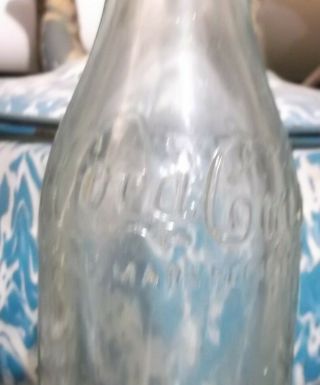 Very Early Old Antique Straight Side Coca Cola Bottle Aqua Blue Colored