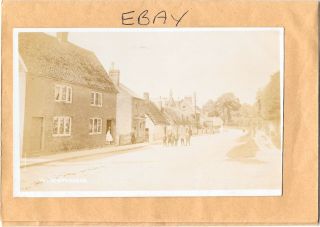 Early Photo Postcard Whitchurch Aylesbury Showing Group Of People In Street