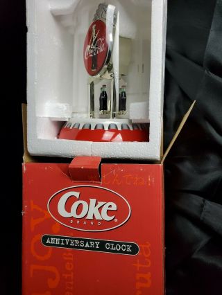 Coca Cola Anniversary Clock Ccm46 7 " Tall Porcelain Base Dial