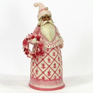 Jim Shore Santa Toile Red 5.  5 " Figurine Bell Ornament 117694 Pink Christmas 2004