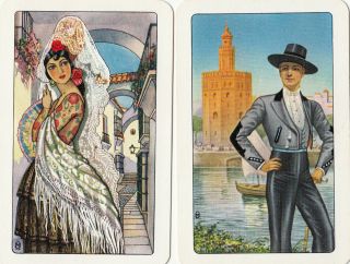 2 Playing Swap Cards Spanish Lady Senorita & Handsome Man El Senor
