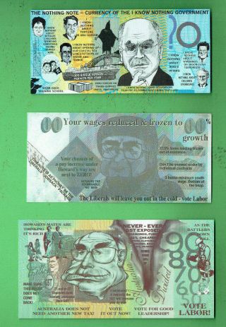 D487.  6.  Three (3) Australian Political Election Money Notes