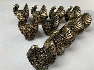 Turkey Holiday Napkin Ring Holders Metal With A Brass Look Set Of 10