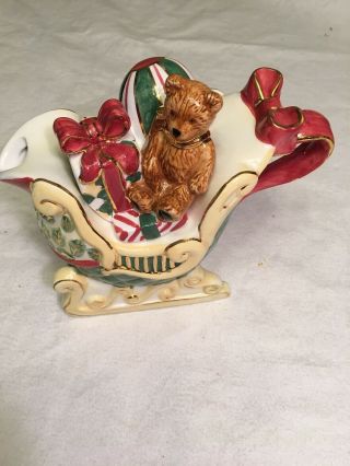 1998 Charter Club Winter Garland 3d Tea Pot Santa Sleigh Teddy Bear Macys