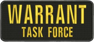 Warrant Task Force Embroidery Patches 4x10 Hook On Back Gold