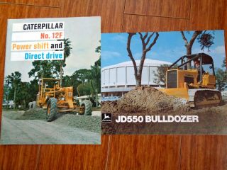 Caterpillar 12f Motor Grader & John Deere Jd550 Bulldozer Brochures Good