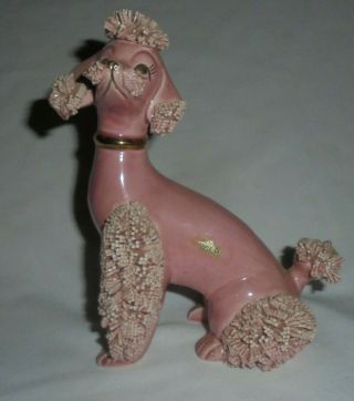 Vintage Large Pink Poodle Dog Spaghetti Figurine