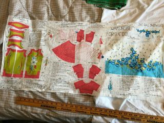 Vintage Cut & Sew Fabric Panels For 11 " 1/2 " Girl Doll Barbie 2 Panels