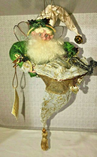 Mark Roberts Christmas Fairy Stocking,  Green & Gold