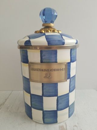 Mackenzie - Childs Blue Royal Check Medium Canister Enamel Steel With Lid