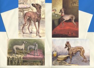 Italian Greyhound Pack Of 4 Vintage Style Dog Print Greetings Note Cards 2