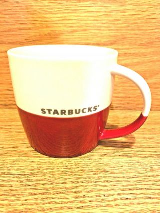 Starbucks 2011 Red & White Bone China Coffee Mug 16 Oz.