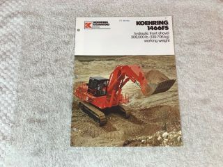 Rare 1970s Koehring 1466fs Hydraulic Shovel Dealer Brochure 7 Page