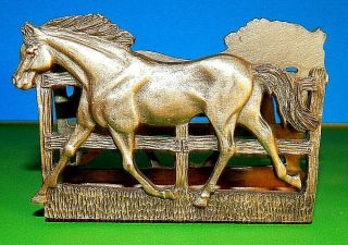 Horses Pewter Business Card Holder Silver