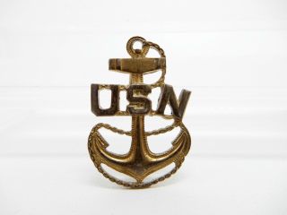Vintage Usn Us Navy Anchor Pin Fishermans Cross Sterling Silver