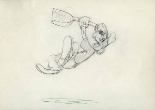Goofy W/shovel Tugboat Mickey Mouse Disney Animation Production Cel Drawing 1940