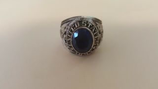 United States Army Sterling Silver Blue Stone Class Ring Size Size 11