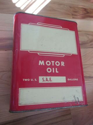 Vintage Motor Oil 2 Gallon Generic Can Automotive Canco American Can Company Euc