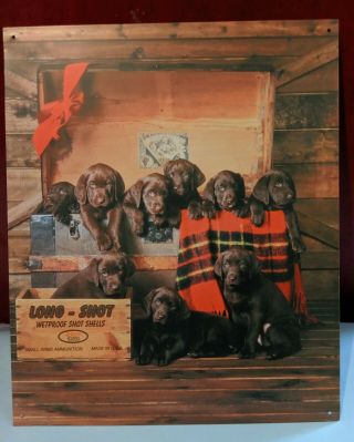 Chocolate Labrador Retriever Puppies - 9 Of Them ©1996 Vintage Metal Sign