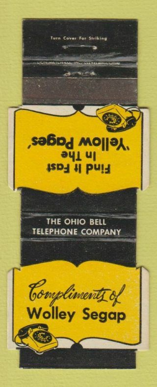 Matchbook Cover - Yellow Pages Phone Book Ohio Bell Wolley Segap Contour