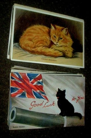 50 X Vintage Postcards 1905 - 1940 All Featuring Cats